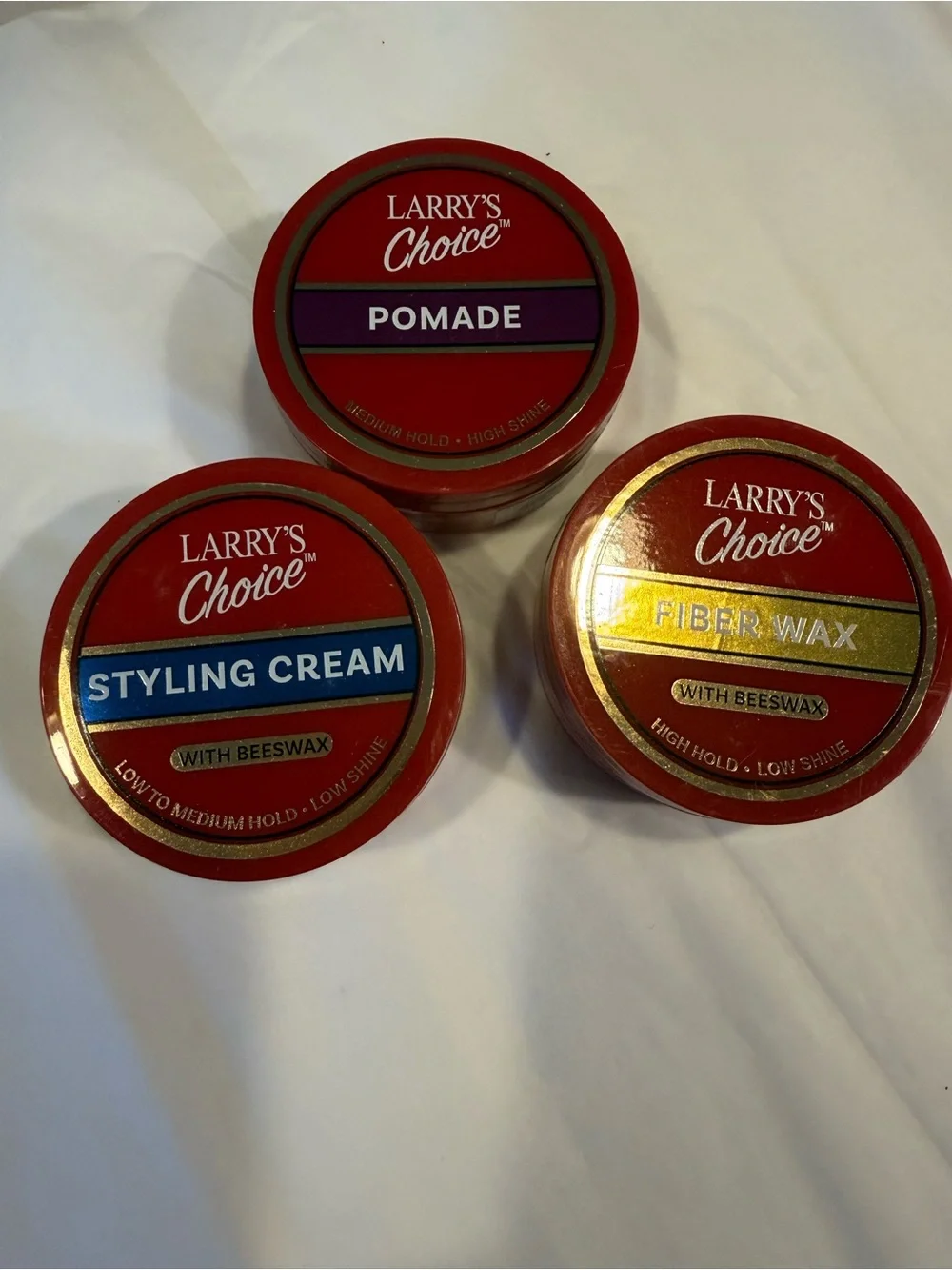 Larry's Choice Styling Cream, Pomade, and Fiber Wax Set